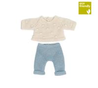 Ensemble tricoté 21cm - pull et pantalon bleu TU