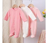 Ensemble Tricoté Pour Bébé Fille Comprenant Un Cardigan, Un Body À Manches Longues Et Des Pantalons Avec Pieds Dans Plusieurs Couleurs Pour Une Tenue À Domicile, Rose/blanc/uni 6-9M,0-1M,1-3M,3-6MUnic