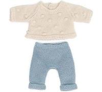Ensemble tricoté - pull et pantalon pour poupées 21cm