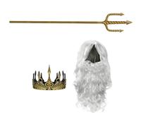 Ensemble trident d’or et couronne dorée pour cosplay adulte 1 set | Design inspiré de la mythologie, assemblage modulaire à emboîter, ajustement confortable et maintien sûr, pour scène et