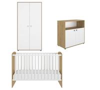 Ensemble lit bébé transformable - GALIPETTE - ARTHUR - Chêne artisan - Blanc - 70x140 cm