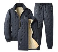 Ensemble trois pièces de veste en coton pour homme, grande taille, gilet ample en laine d'agneau et pantalon en coton pour chaleur et confort d'hiver (3XL, blanc)