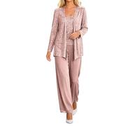 Ensemble trois pièces élégant en dentelle, cardigan et pantalon, idéal pour | Ensemble Blouson Pantalon Femme Molleton Voilée Dhivernte Mariée Identique Gros New Princesse Pomme Sequin Mocassin