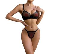 Ensemble Trois Pièces Lingerie pour Femme Coeur Strass Et Maille Transparente Design Suggestif Et Confortable pour Un Charme Discret Et Élégant sous Vetement Femme