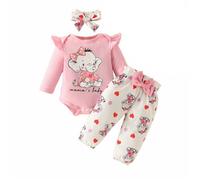 Ensemble trois pièces VITATA pour nouveau-né - Ensemble deux pièces à manches longues motif éléphant - Doux et confortable - Rose 9-12 mois