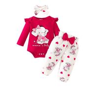 Ensemble trois pièces VITATA pour nouveau-né - Ensemble deux pièces à manches longues motif éléphant - Doux et confortable - Rouge 12-18 mois