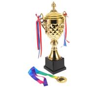 Ensemble Trophée Coupe Récompense Sportive en Métal Or 16,5 Pouces | Cérémonie et Tournois D’entreprise, Ruban Inclus, Design Élégant, Reconnaît les Réussites Athlétiques