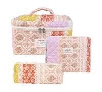 Ensemble Trousse Cosmétique Florale - Grand Sac à Maquillage Portable | Trousse de Toilette de Voyage | Set 3 Pièces Fleurs Mignonnes Organisateur Petit Moyen Grand, Multi-Usage