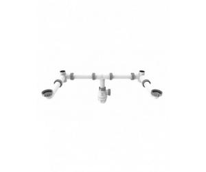 Ensemble tubulure gain de place et siphon Connectic pour 2 lavabos VALENTIN