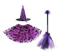 Ensemble Tutu d'halloween pour Filles avec Chapeau de sorcière et Tenue soirée dansante 2 à 8 Ans Combinaison Fille Moulante