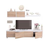 Ensemble TV en panneaux de particules blanc et imitation chêne