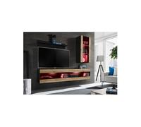 Ensemble TV Komodee TIVOLI SET5 avec LED RGB - Noir Bois Naturel 35 x 200 x 195 cm