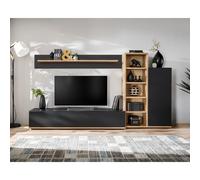 Ensemble TV mural moderne bois et noir KOZY
