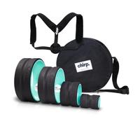 Ensemble ultime dos et cou, lot de 4 roues Chirp avec étui de transport et correcteur de posture du haut du dos, comprend une mise au point, un tissu profond, un rouleau de roue ferme et doux, peut