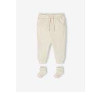 Ensemble uni pantalon et paire de chaussettes beige chiné 3M(60CM)