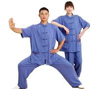 Ensemble uniforme de Tai Chi quatre saisons, costume d'arts martiaux vêtements de Tai Chi vêtements d'arts martiaux vêtements de Kung Fu été coton et lin à manches courtes pour homme, costume
