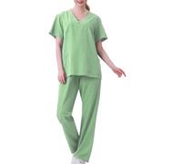 Ensemble Uniformes Unisexe Blouse Uniforme Médical avec Haut et Pantalon Haut et Pantalons + Blouse Medicale Femme Manches Courtes Couleur Unie Tenue Aide Soignante Tee Shirt D'Infirmière