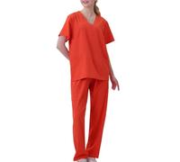 Ensemble Uniformes Unisexe Blouse Uniforme Médical avec Haut et Pantalon Haut et Pantalons + Blouse Medicale Femme Manches Courtes Couleur Unie Tenue Aide Soignante Tee Shirt D'Infirmière