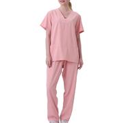 Ensemble Uniformes Unisexe Blouse Uniforme Médical avec Haut et Pantalon Haut et Pantalons + Blouse Medicale Femme Manches Courtes Couleur Unie Tenue Aide Soignante Tee Shirt D'Infirmière