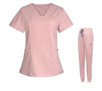 Ensemble Uniformes Unisexe Blouse Uniforme MéDical Col en V Haut Et Pantalon Tenue Aide Soignante Professionnelle VêTement Tee Shirt D'InfirmièRe