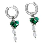 Ensemble unique de collier de perles irrégulières et de boucles d'oreilles en forme de cœur pour une élégance quotidienne - Ensemble de colliers superposés de fausses perles, taille unique, Comme