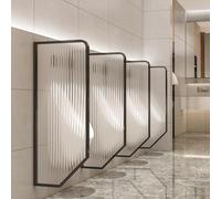 Ensemble urinoir mural pour homme, 4 pièces, verre trempé et acier inoxydable, design Art déco durable pour hôtels, écoles, centres commerciaux, toilettes publiques, élégant et facile à nettoyer