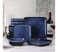 Ensemble vaisselle faïence bleue service de table 4, 8, 12 personnes 16/32/48...