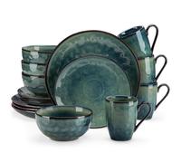 Ensemble vaisselle vert faïence service de table 4, 8, 12 personnes 16/32/48 ...