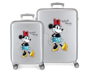 Ensemble valise Disney 100 Minnie Joyful Gris 55/70 cm ABS rigide Serrure TSA intégrée 119L 6 kgs 4 doubles roues bagage à main
