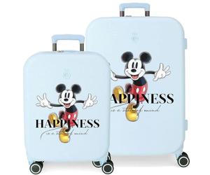 Ensemble Valise Disney Mickey Bonheur Bleu 55/70 cm ABS Rigide Fermeture TSA Intégrée 116L 7,54 kg 4 Double Roues Bagage Main