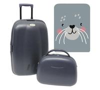 Ensemble Valise Trolley + Trousse de Toilette ABS Comprend Une Housse de Protection Cutie Cat, Multicolore, Ensemble Valise Trolley