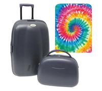 Ensemble Valise Trolley + Trousse de Toilette ABS Comprend Une Housse de Protection Flour, Multicolore, Ensemble Valise Trolley