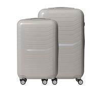 Ensemble valises Relaxdays, 2 pièces, coque rigide, 4 roulettes, 2 tailles, poignée télescopique, serrure TSA, beige