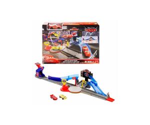 Ensemble véhicule de course et piste Mattel Disney Pixar Piston Cup Stunting Speedway avec Flash McQueen, crash zone interactive, tableau de scores, plus de 90 cm Multicolore
