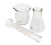 Ensemble Verrerie Scientifique 3 Pièces en Verre Bécher 50 Ml, Fiole Conique 50 Ml et Cylindre Gradué, Coffret Chimie pour Adultes, Outils de Mesure Précis pour Expériences