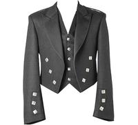 Ensemble Veste et Gilet écossais Prince Charlie pour Homme - Tenue Traditionnelle des Highlands pour Mariages et événements Officiels (FR/ES, Numérique, 52, Taille Normale, Taille Courte, Dark Gray)