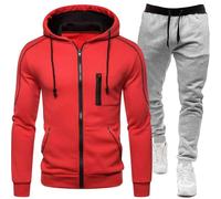 Ensemble Veste et Pantalon à Capuche zippé Deux pièces pour Hommes, Sweat à Capuche surdimensionné, Ensemble de Veste d'extérieur Sweat Capuche Solide Engrenages Métalliques