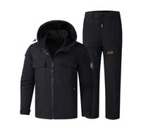 Ensemble Veste Et Pantalon De Ski Pour Homme, Hommes Hiver Extérieur Chaud À Capuche Imperméable Coupe-vent Combinaisons De Ski 2 Ensemble, Manteau Et Pantalon De Sports De Plein Air (Color : Black,
