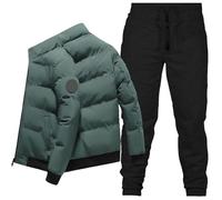 Ensemble veste et pantalon d'hiver pour homme - Doudoune légère avec fermeture éclair - Pantalon de jogging chaud - Coupe-vent - Veste softshell - Veste de randonnée - Veste demi-saison