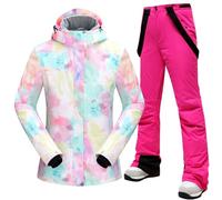 Ensemble Veste et Pantalon Femme Combinaison de Ski 2 Pièces Imperméable Coupe Vent à Capuche Hiver Chaud Ski Neige Chic Sport Ensemble Respirant Snowboard
