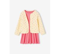 Ensemble veste matelassée imprimée fleurs + robe fille rose 6A