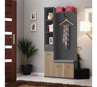 Ensemble Vestiaire 4P avec Coussin Marco 203cm Naturel & Gris Beige G