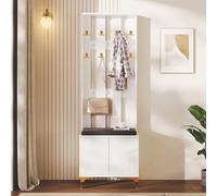 Ensemble vestiaire avec banc à chaussures et coussin, façade de vestiaire avec patères