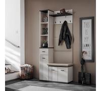 Ensemble Vestiaire Rembourré 3P "Hugo" 90cm Gris & Noir