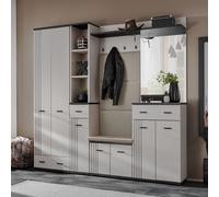 Ensemble Vestiaire Rembourré 6P "Hugo" 210cm Gris & Noir
