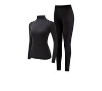 Ensemble Vetement Thermique Femme Haut Thermique Col Roulé, Legging Chaud Hiver Taille Haute DéContracté Couche De Base LéGer Chauffante ÉLastique Manches Longues Non Marquant