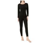 Ensemble Vetement Thermique Femme Haut Thermique Manches Longues, Legging Chaud Hiver Col Rond Double Face Brossé Couleur Unie Fin Couche De Base Respirant Doux