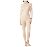 Ensemble Vetement Thermique Femme Haut Thermique Manches Longues - Legging Chaud Hiver Col Rond Double Face Brossé Couleur Unie Fin Couche De Base Respirant Doux