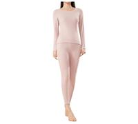 Ensemble Vetement Thermique Femme Haut Thermique Manches Longues, Legging Chaud Hiver Col Rond Double Face Brossé Couleur Unie Fin Couche De Base Respirant Doux