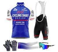 Ensemble vêtements Cyclisme Manche Courte Homme Maillot Cyclisme Pro Vêtement ete Velo Route,avec Cuissard Rembourré 9D,Ensemble de Maillot de Cyclisme Pro Team 2024 pour Hommes (TYP-7,M)